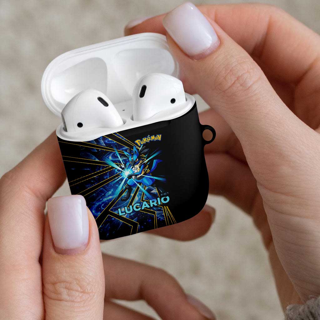 Lucario Poké AirPods Case Aura Blast Comic Style