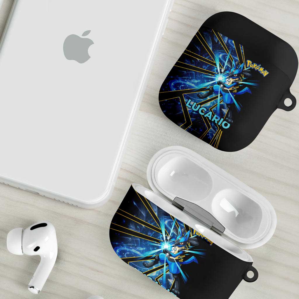 Lucario Poké AirPods Case Aura Blast Comic Style