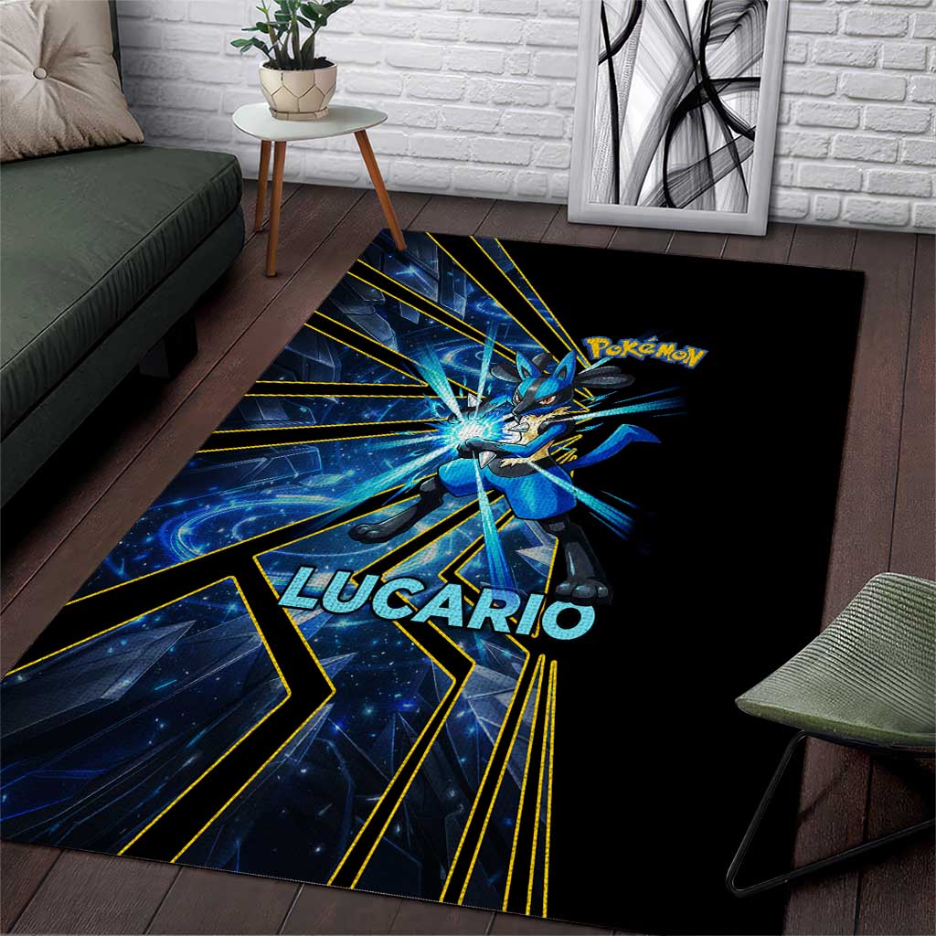 Lucario Poké Area Rug Aura Blast Comic Style