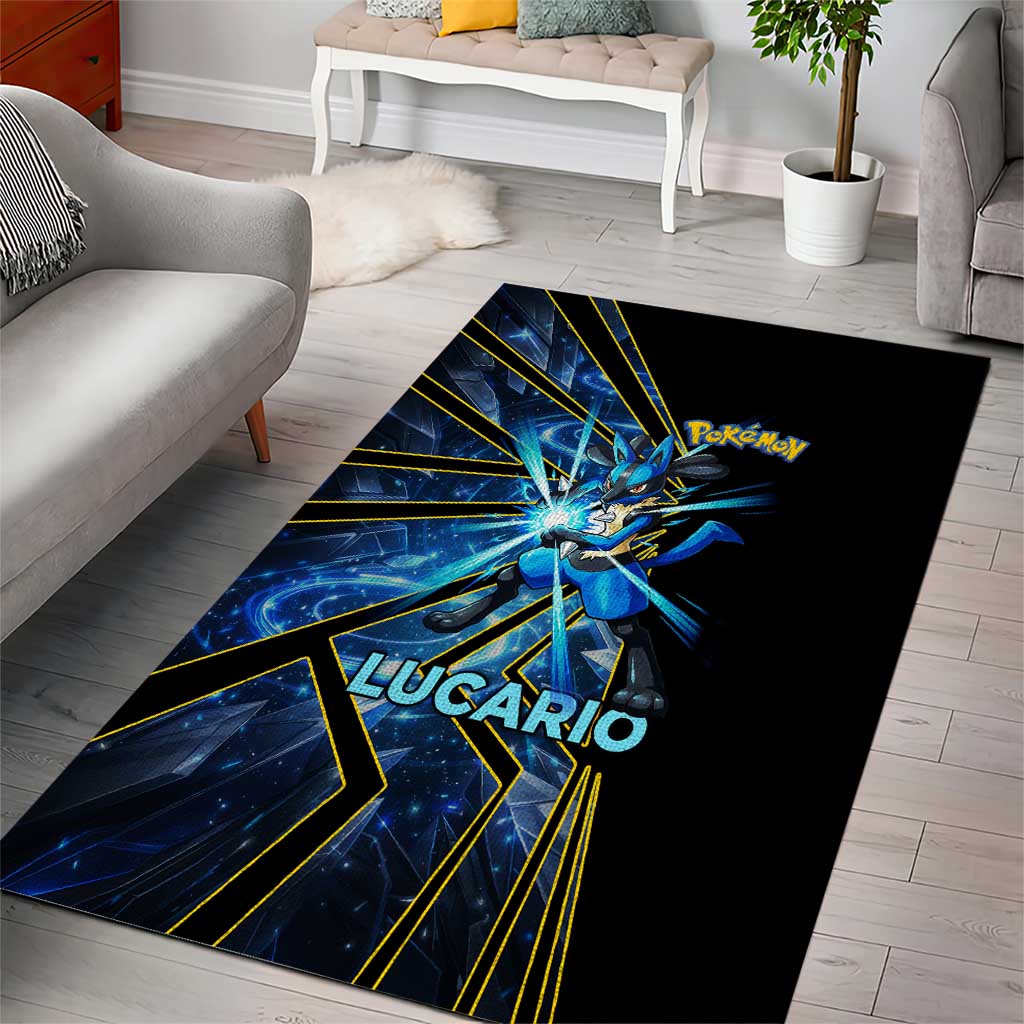 Lucario Poké Area Rug Aura Blast Comic Style