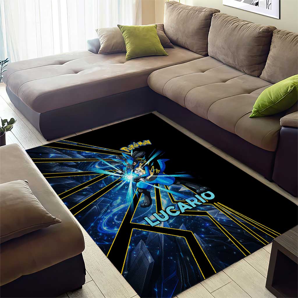 Lucario Poké Area Rug Aura Blast Comic Style