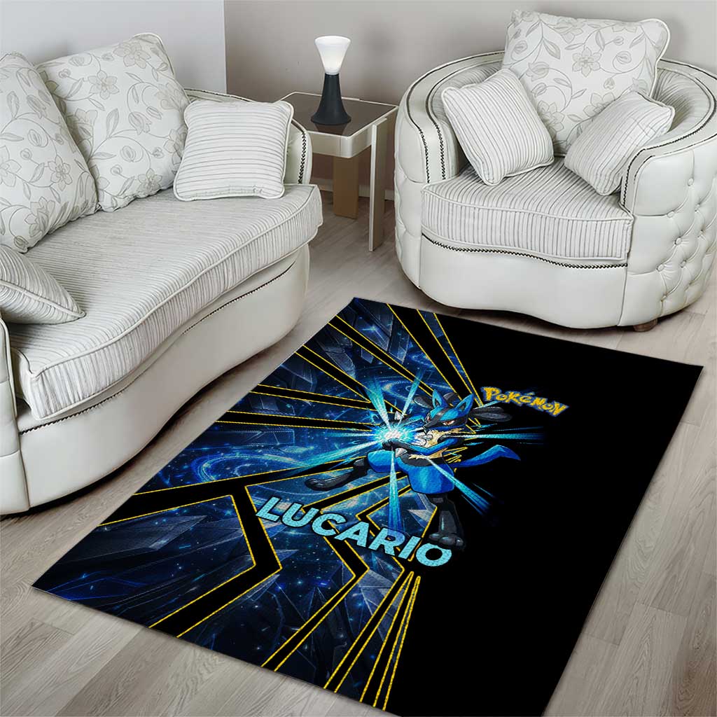 Lucario Poké Area Rug Aura Blast Comic Style