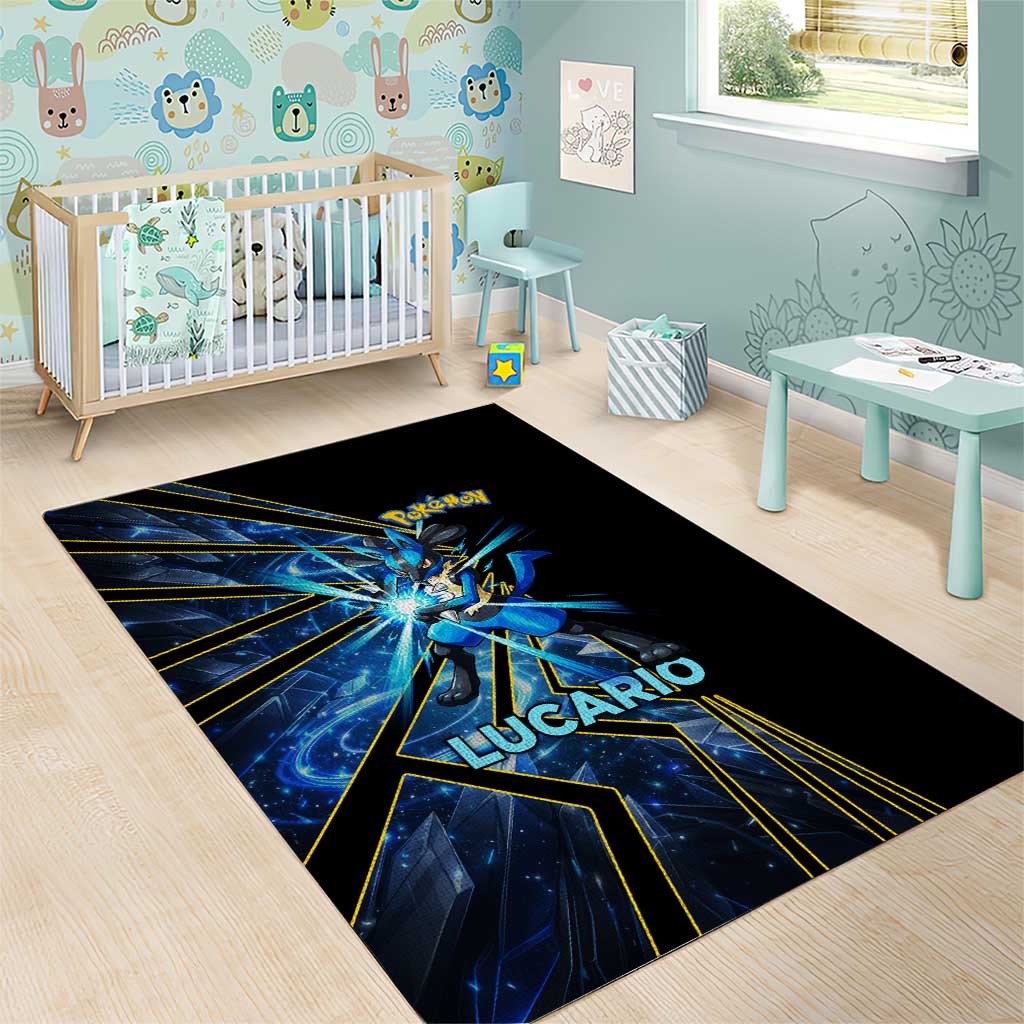 Lucario Poké Area Rug Aura Blast Comic Style