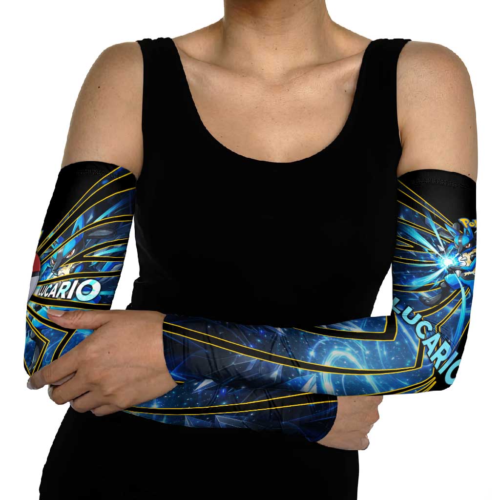 Lucario Poké Arm Sleeves Aura Blast Comic Style