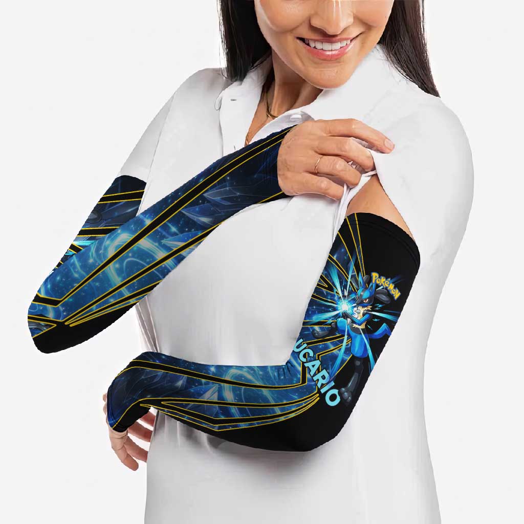 Lucario Poké Arm Sleeves Aura Blast Comic Style