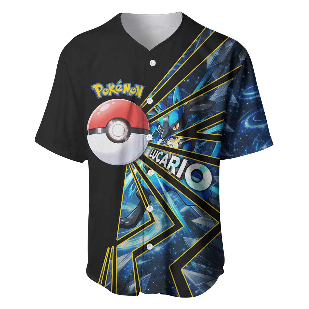 Lucario Poké Baseball Jersey Aura Blast Comic Style