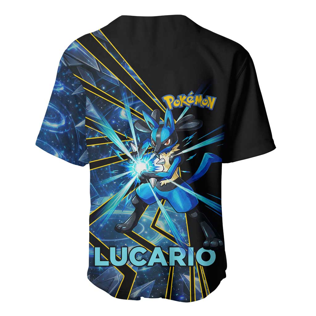 Lucario Poké Baseball Jersey Aura Blast Comic Style