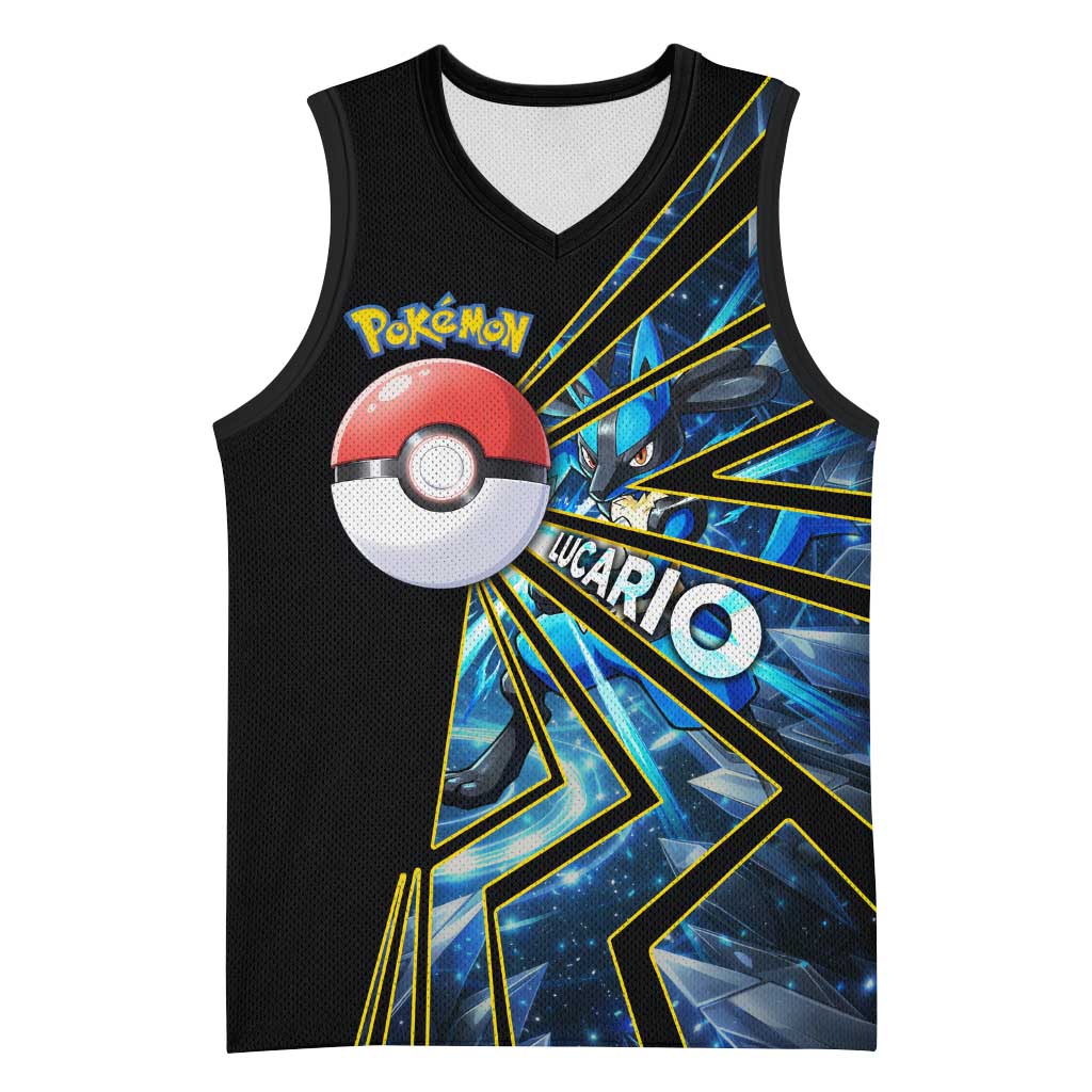 Lucario Poké Basketball Jersey Aura Blast Comic Style