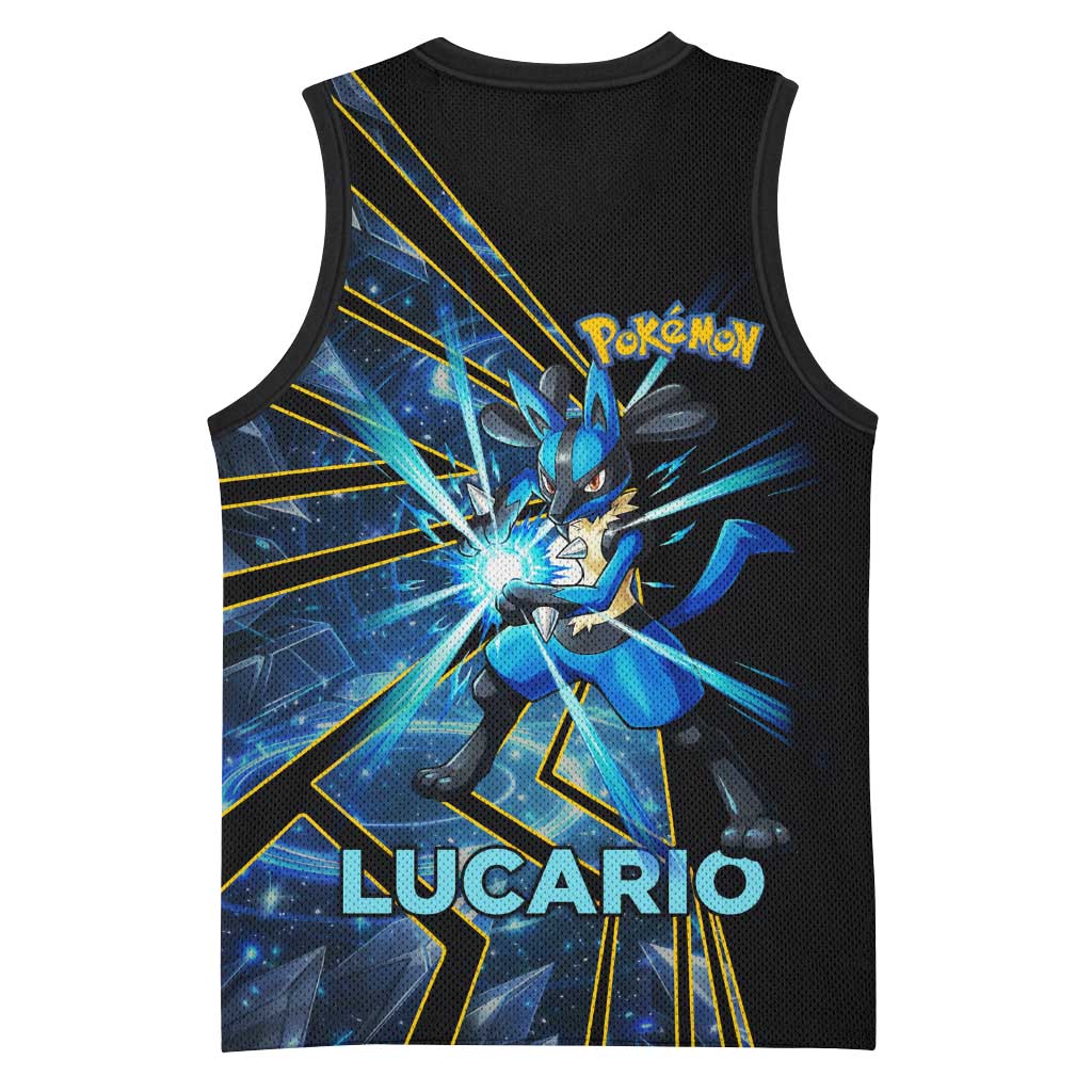 Lucario Poké Basketball Jersey Aura Blast Comic Style