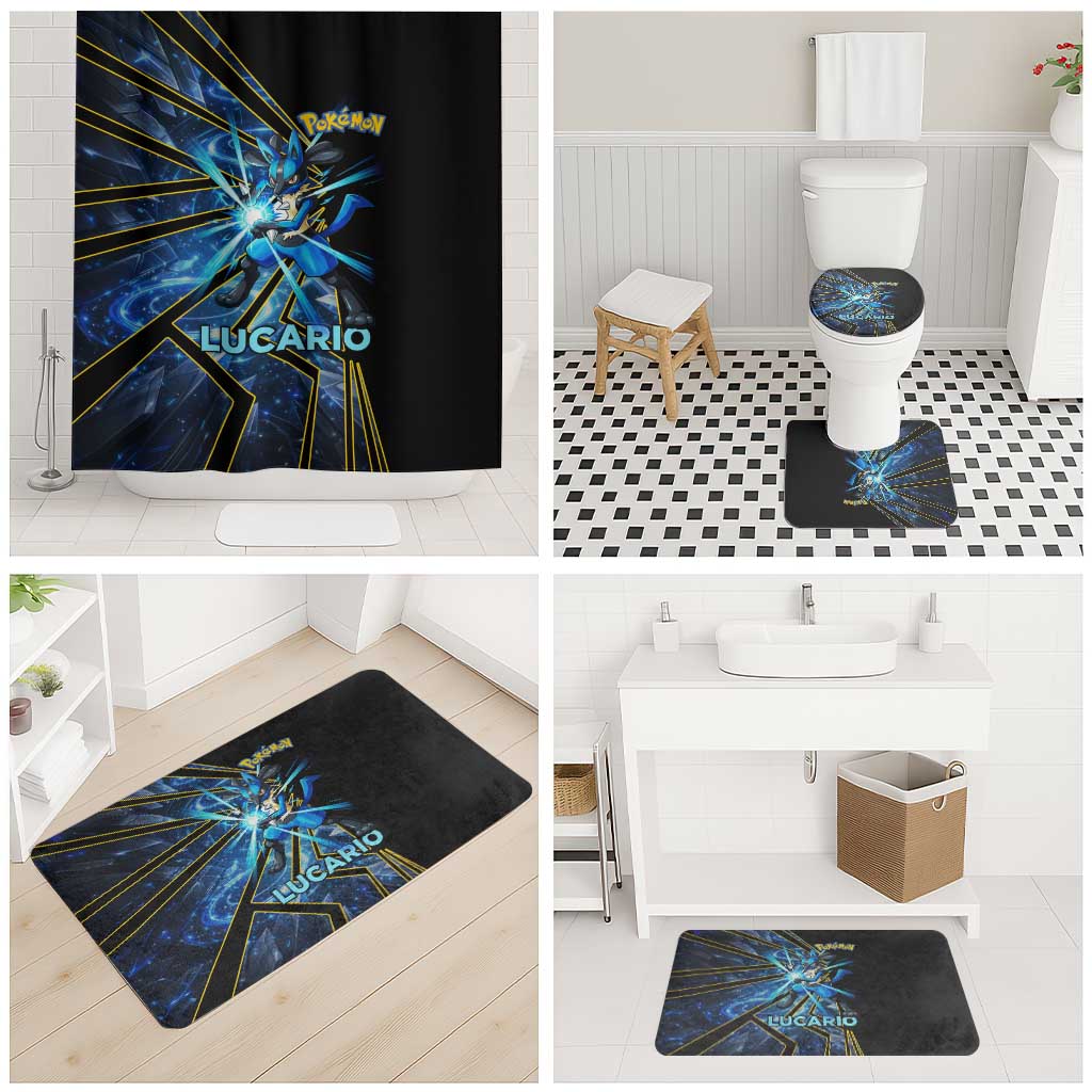 Lucario Poké Bathroom Set Aura Blast Comic Style