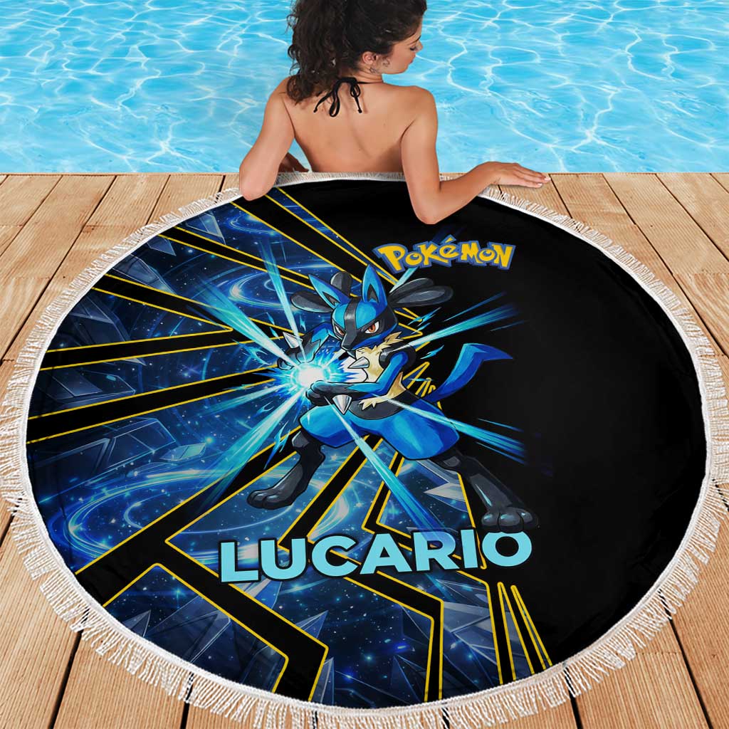 Lucario Poké Beach Blanket Aura Blast Comic Style