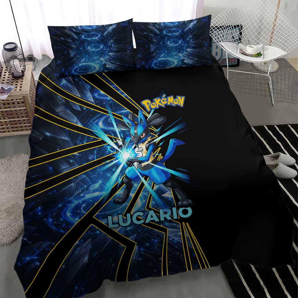 Lucario Poké Bedding Set Aura Blast Comic Style
