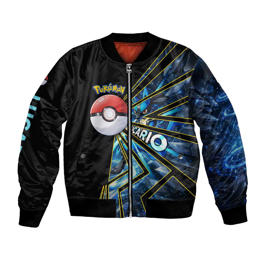 Lucario Poké Bomber Jacket Aura Blast Comic Style