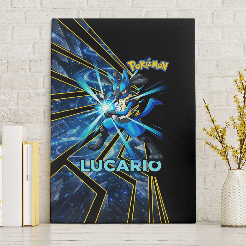 Lucario Poké Canvas Wall Art Aura Blast Comic Style
