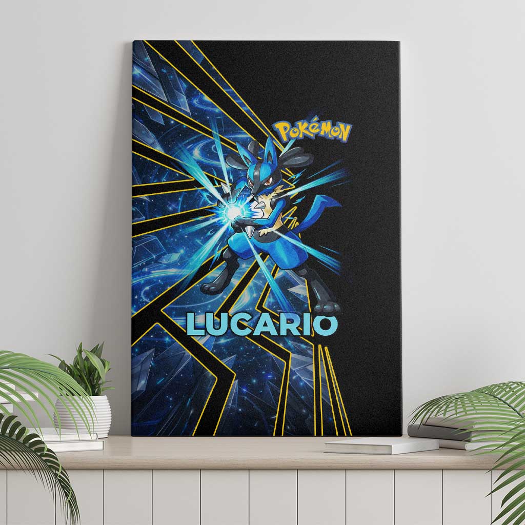 Lucario Poké Canvas Wall Art Aura Blast Comic Style
