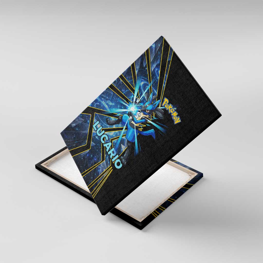 Lucario Poké Canvas Wall Art Aura Blast Comic Style