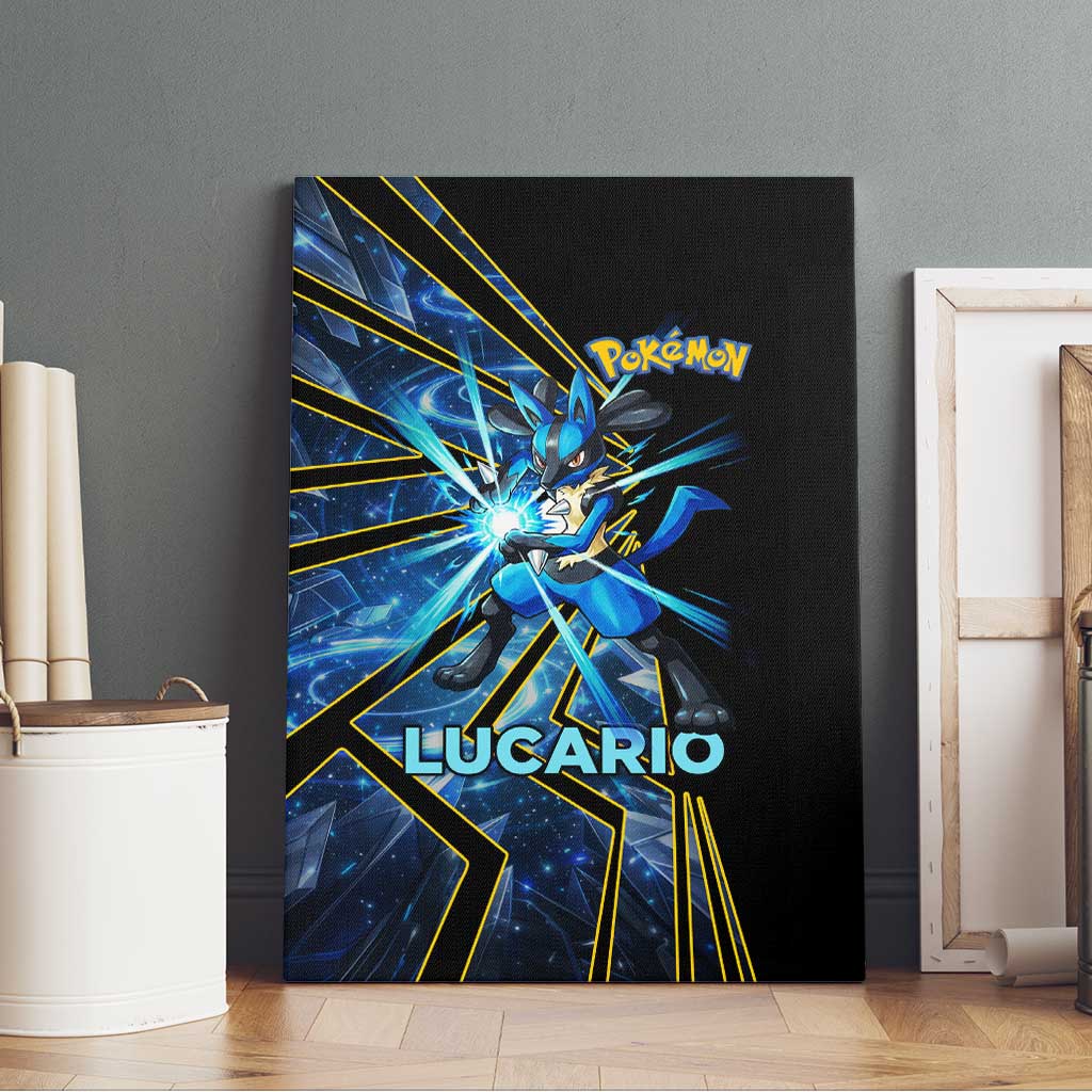 Lucario Poké Canvas Wall Art Aura Blast Comic Style