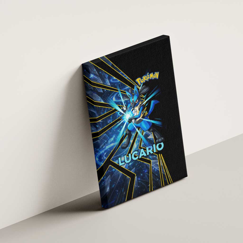 Lucario Poké Canvas Wall Art Aura Blast Comic Style