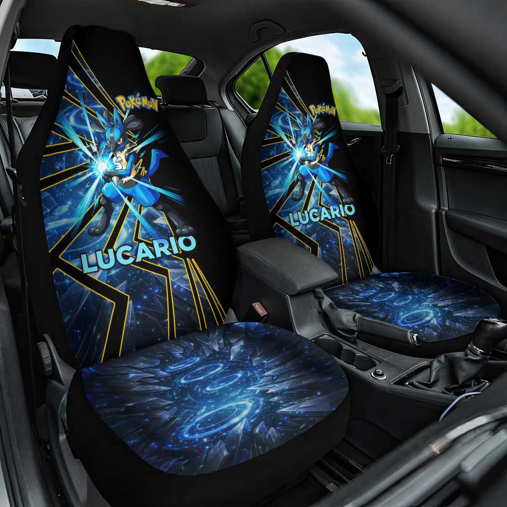 Lucario Poké Car Seat Cover Aura Blast Comic Style
