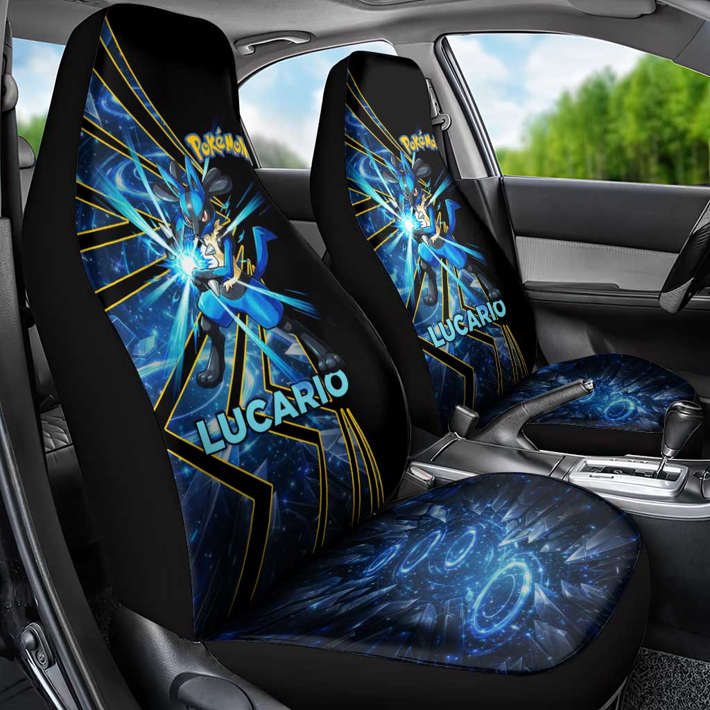Lucario Poké Car Seat Cover Aura Blast Comic Style