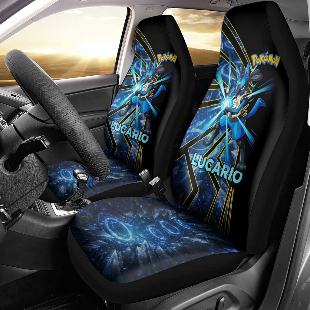 Lucario Poké Car Seat Cover Aura Blast Comic Style