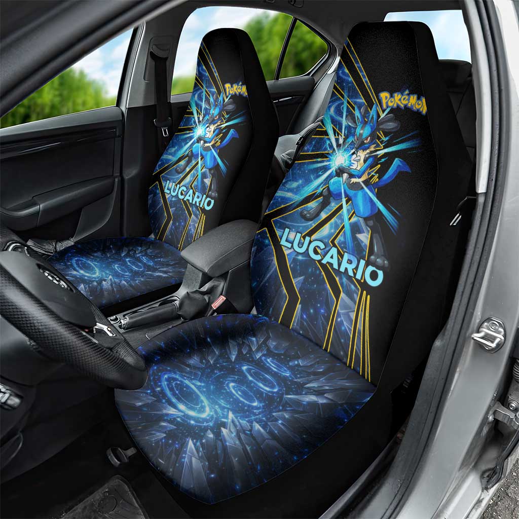 Lucario Poké Car Seat Cover Aura Blast Comic Style