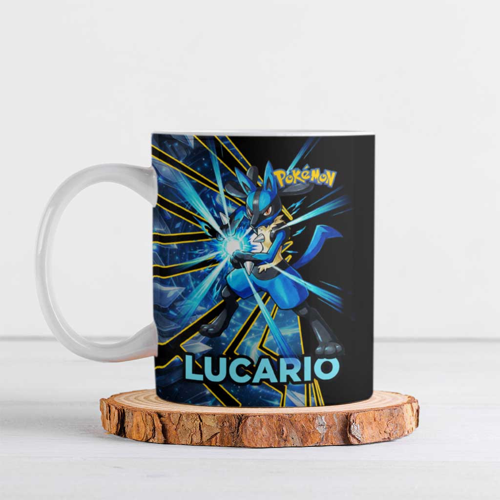 Lucario Poké Ceramic Mug Aura Blast Comic Style