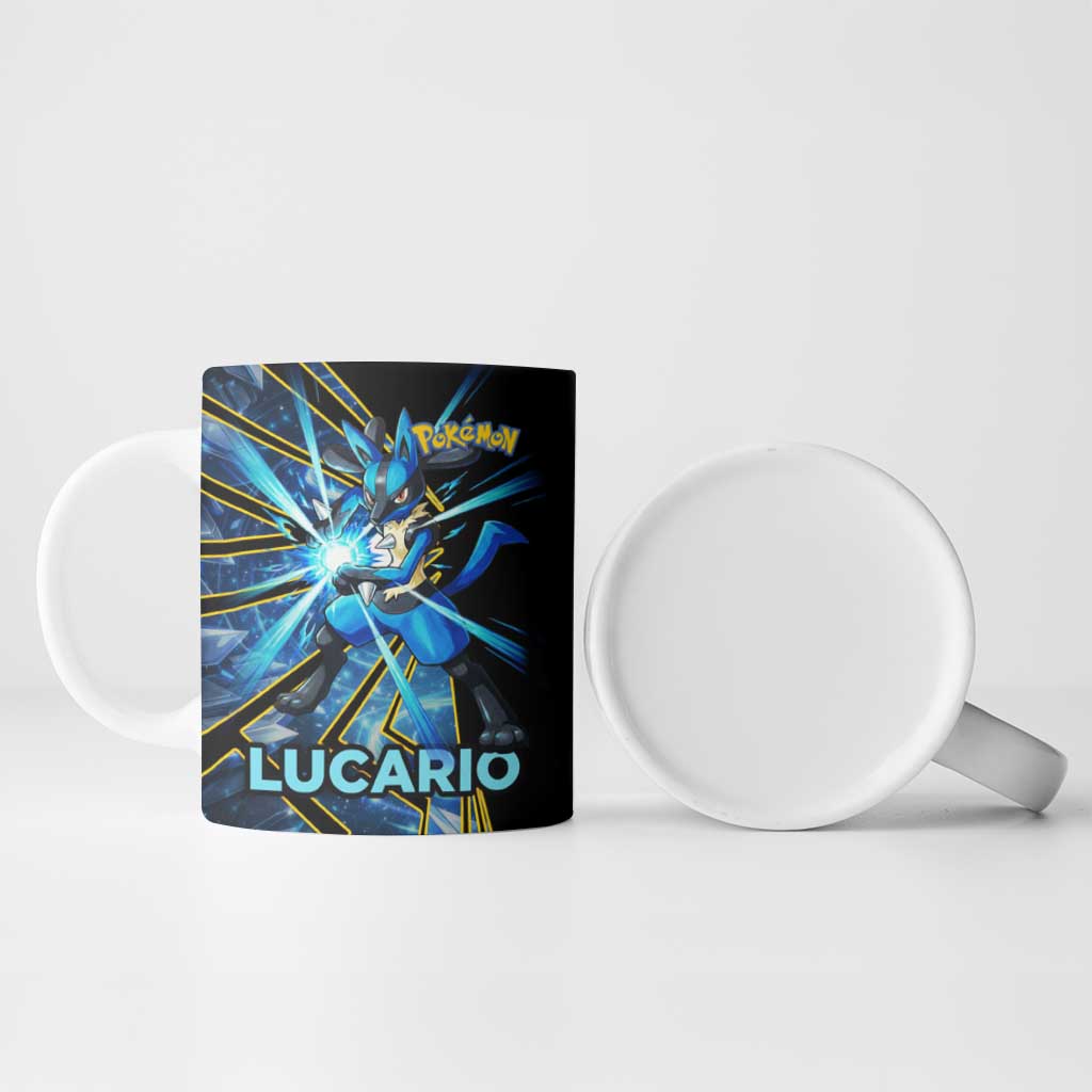 Lucario Poké Ceramic Mug Aura Blast Comic Style