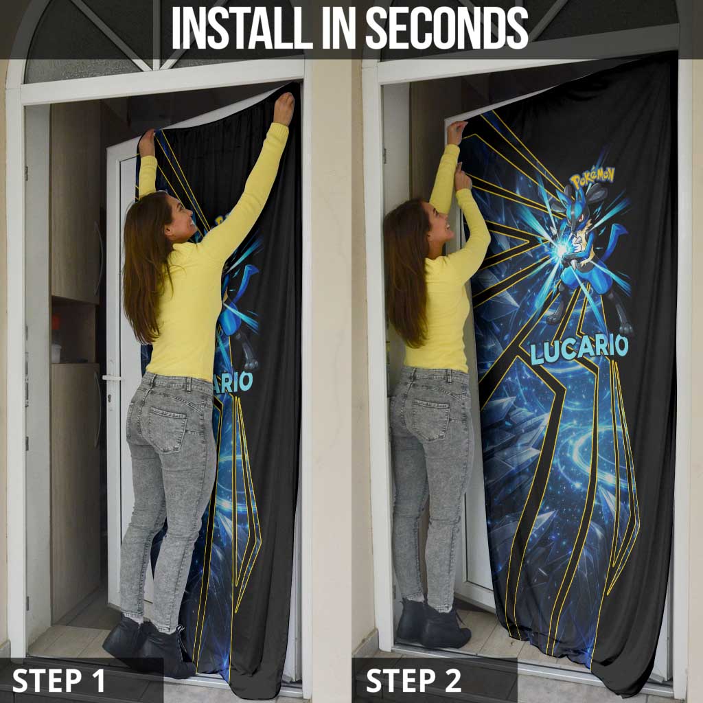 Lucario Poké Door Cover Aura Blast Comic Style