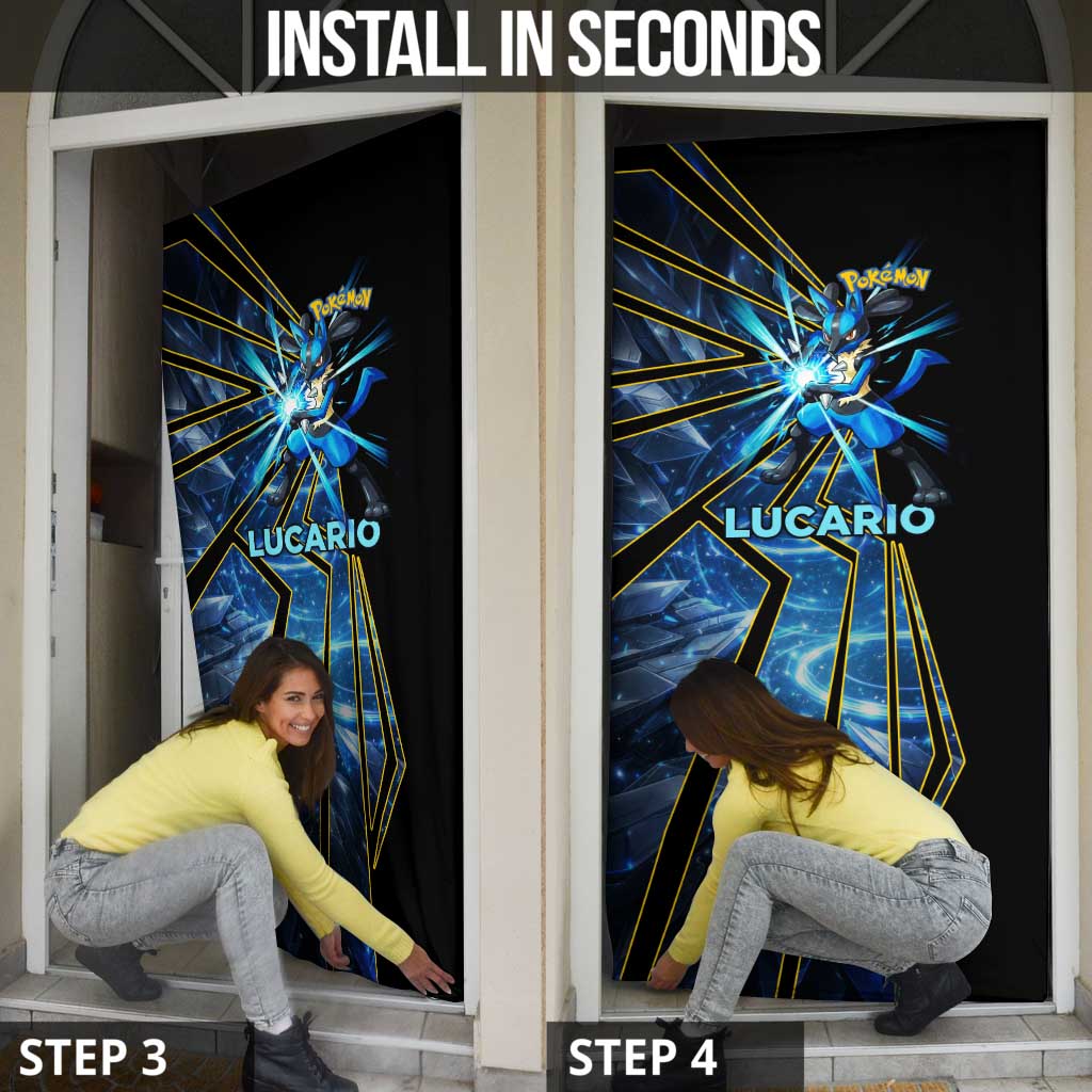 Lucario Poké Door Cover Aura Blast Comic Style