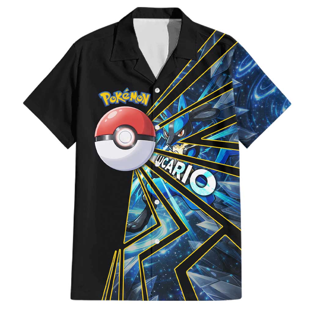 Lucario Poké Family Matching Summer Maxi Dress and Hawaiian Shirt Aura Blast Comic Style