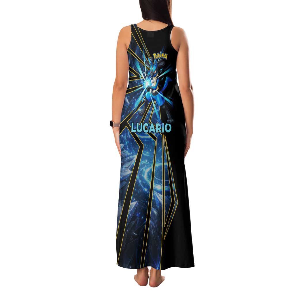 Lucario Poké Family Matching Tank Maxi Dress and Hawaiian Shirt Aura Blast Comic Style