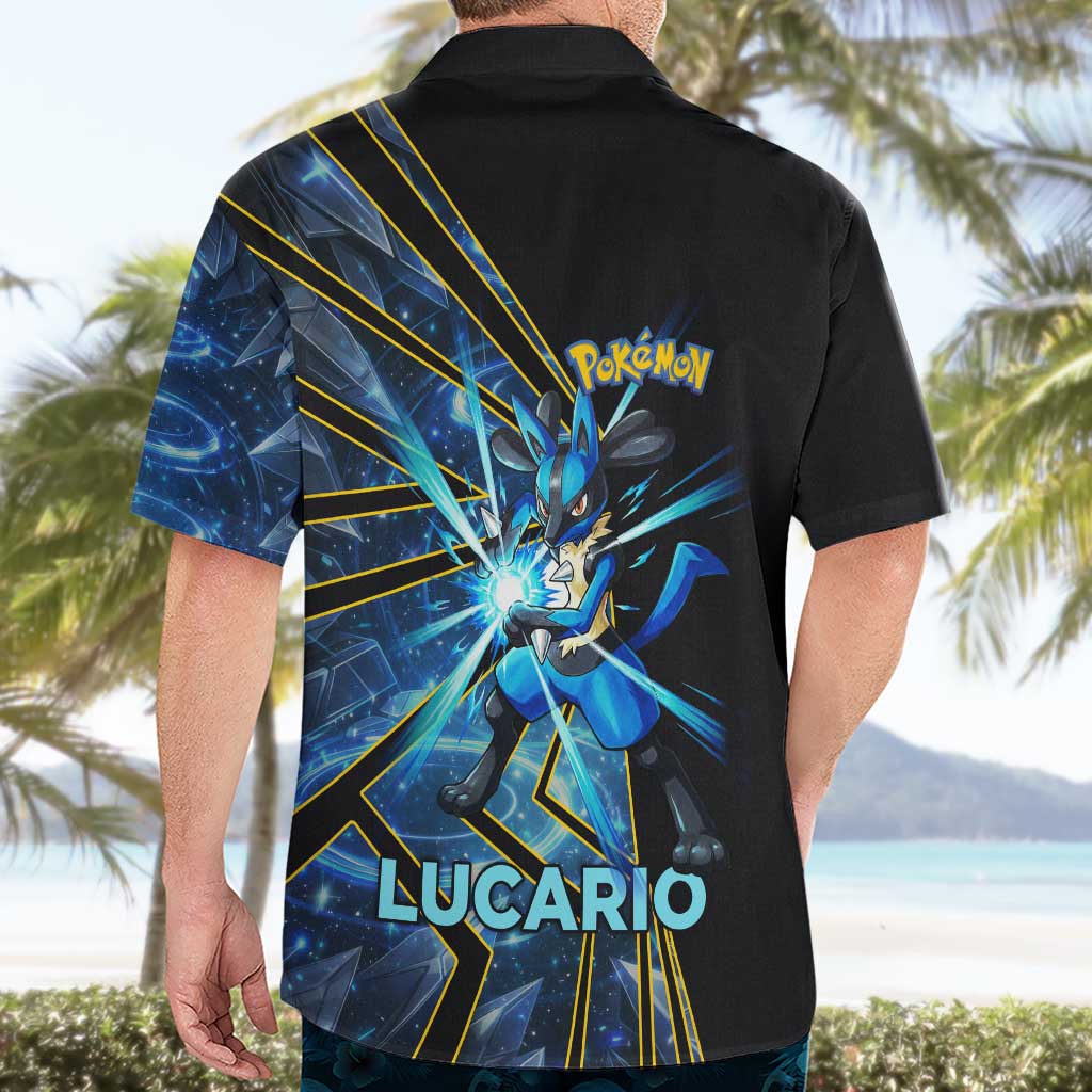 Lucario Poké Hawaiian Shirt Aura Blast Comic Style