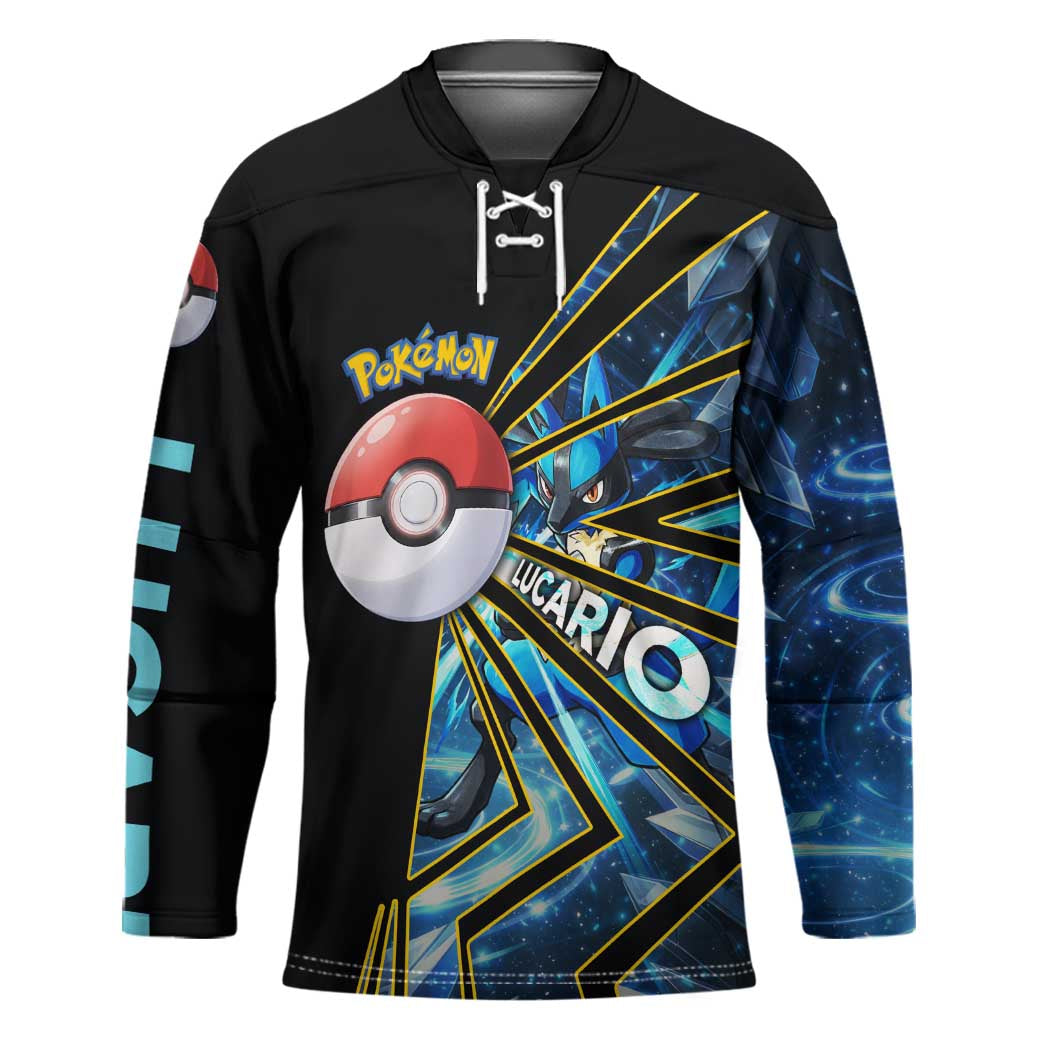 Lucario Poké Hockey Jersey Aura Blast Comic Style