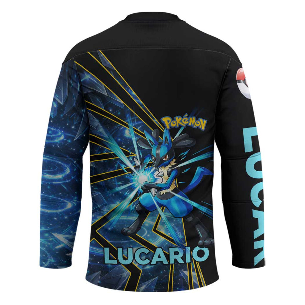 Lucario Poké Hockey Jersey Aura Blast Comic Style
