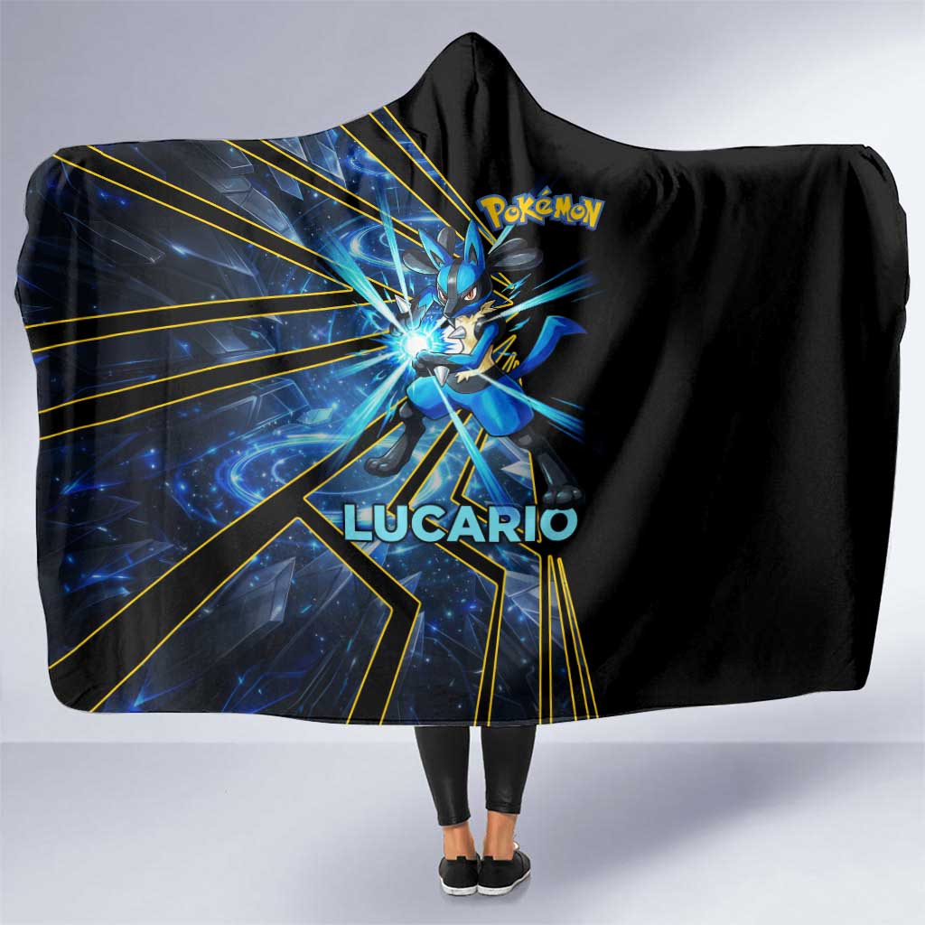Lucario Poké Hooded Blanket Aura Blast Comic Style