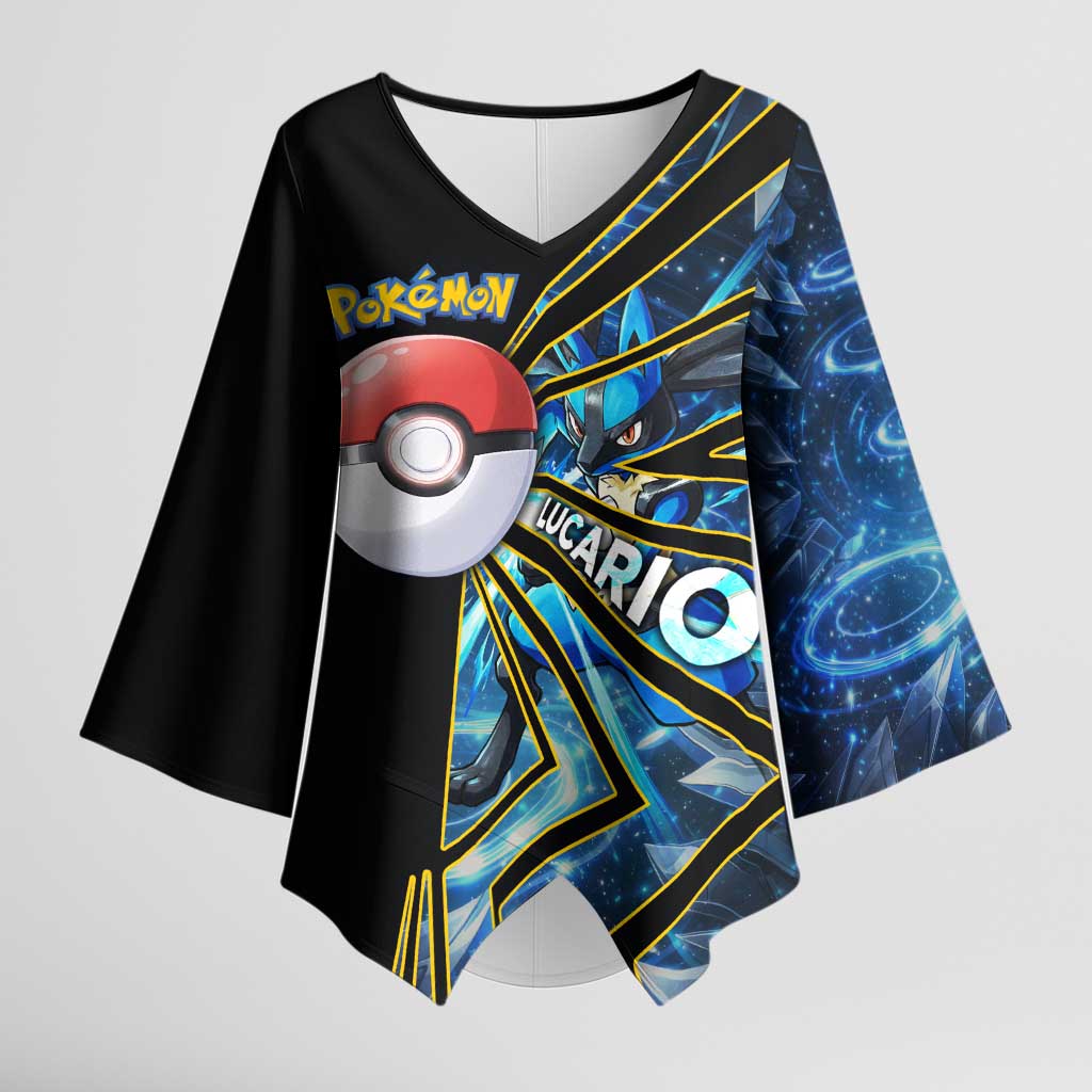 Lucario Poké Kimono Sleeve Blouse Aura Blast Comic Style