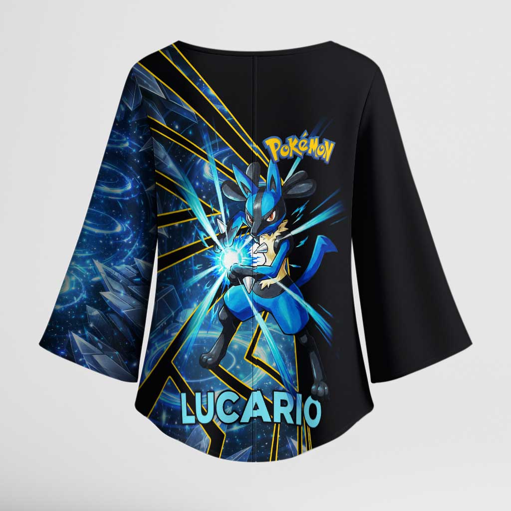 Lucario Poké Kimono Sleeve Blouse Aura Blast Comic Style