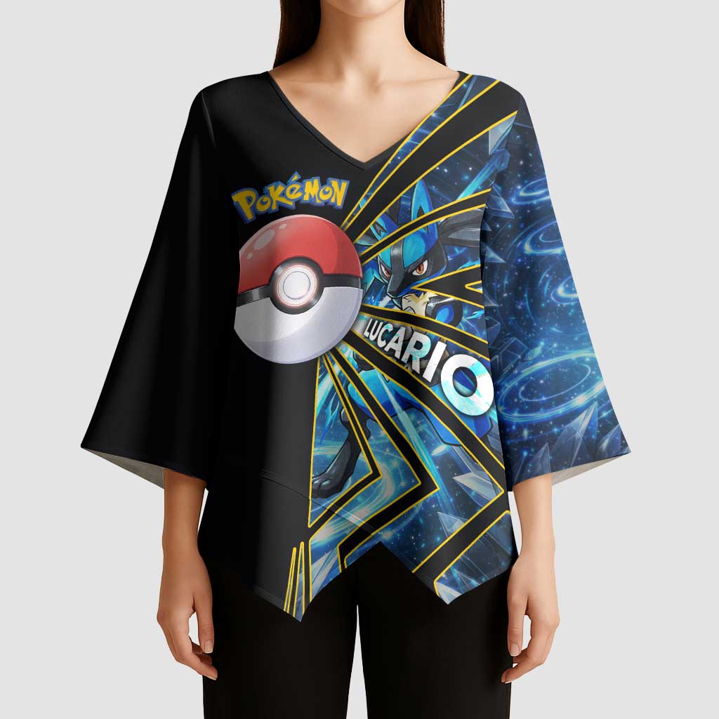 Lucario Poké Kimono Sleeve Blouse Aura Blast Comic Style