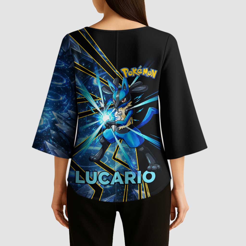 Lucario Poké Kimono Sleeve Blouse Aura Blast Comic Style