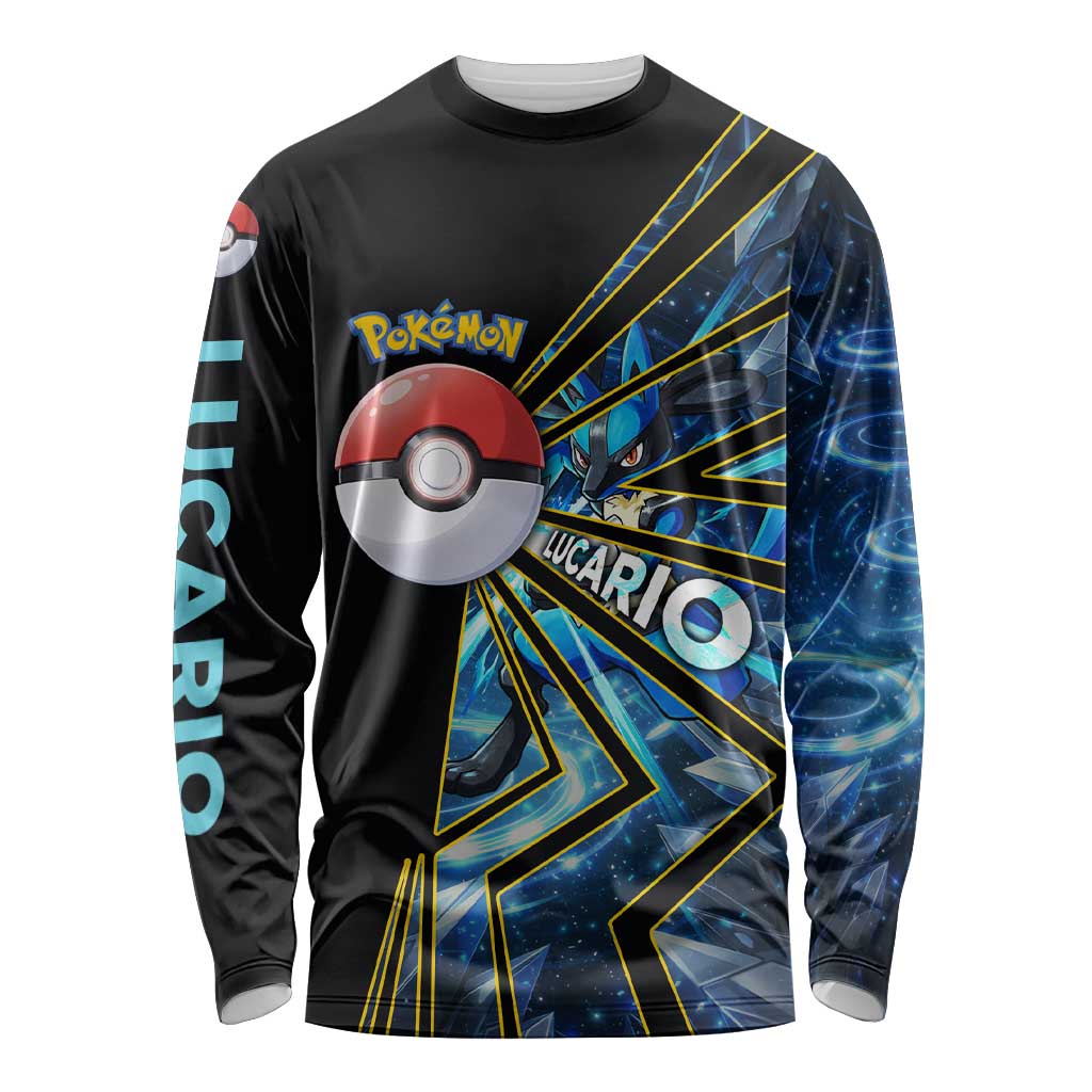 Lucario Poké Long Sleeve Shirt Aura Blast Comic Style