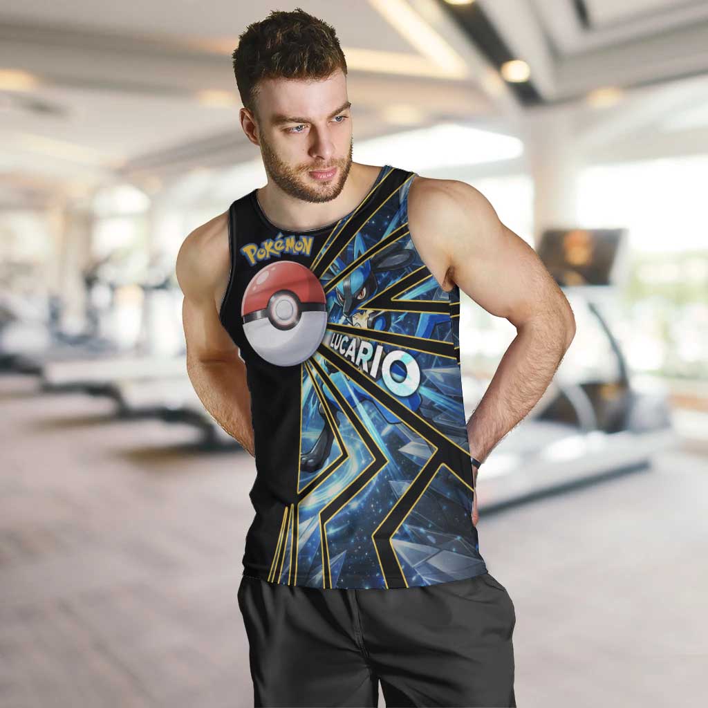 Lucario Poké Men Tank Top Aura Blast Comic Style