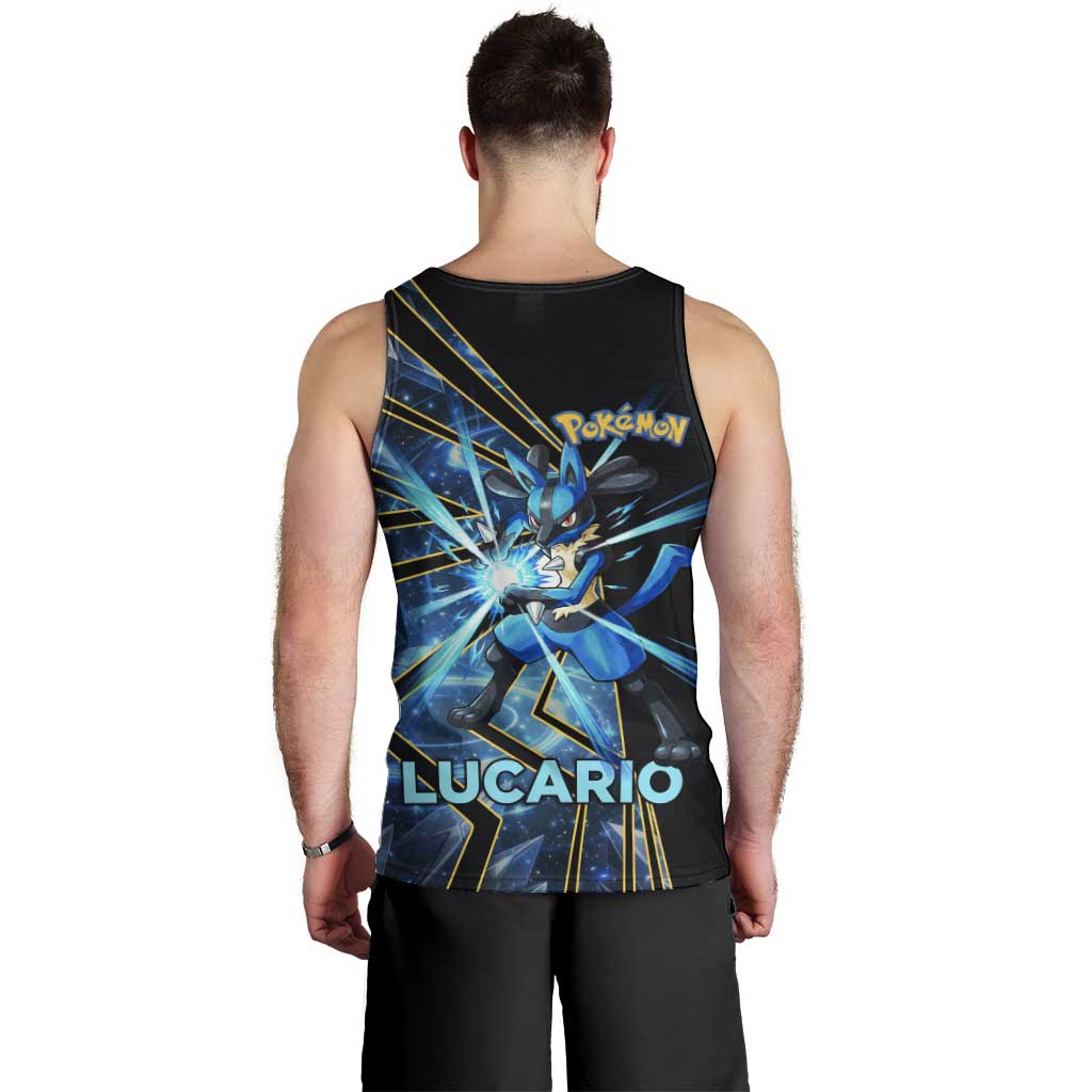 Lucario Poké Men Tank Top Aura Blast Comic Style