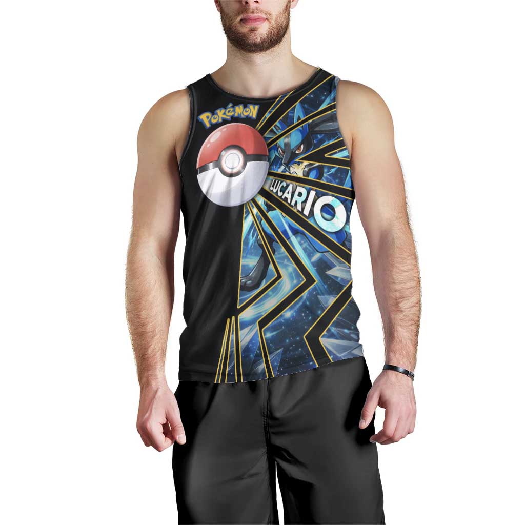 Lucario Poké Men Tank Top Aura Blast Comic Style