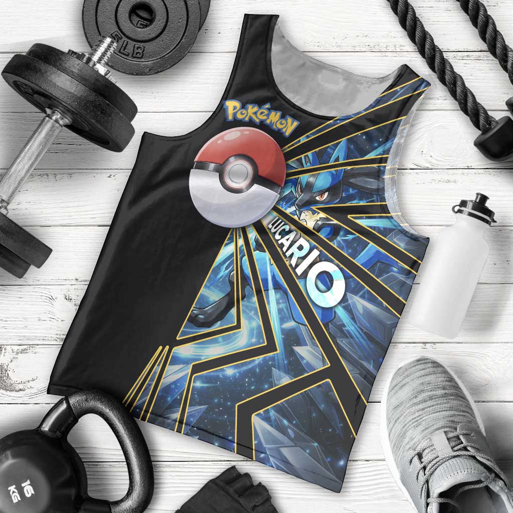 Lucario Poké Men Tank Top Aura Blast Comic Style