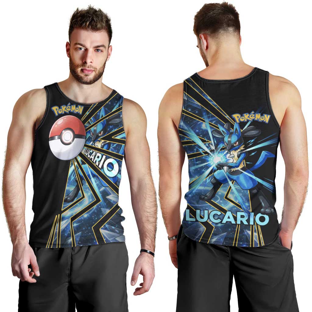 Lucario Poké Men Tank Top Aura Blast Comic Style
