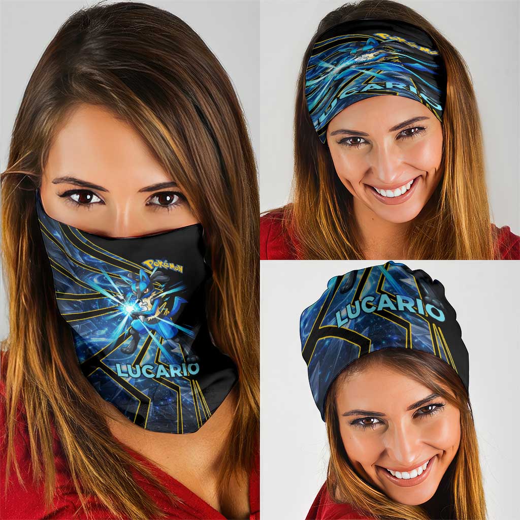 Lucario Poké Neck Gaiter Aura Blast Comic Style