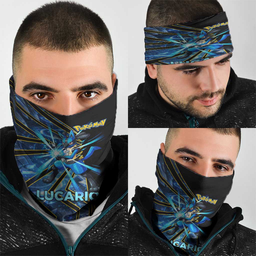 Lucario Poké Neck Gaiter Aura Blast Comic Style
