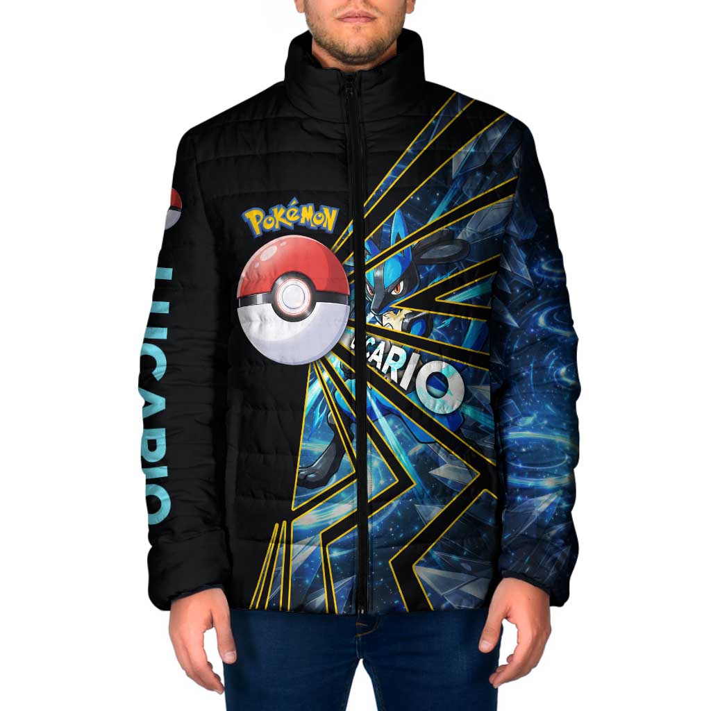 Lucario Poké Padded Jacket Aura Blast Comic Style