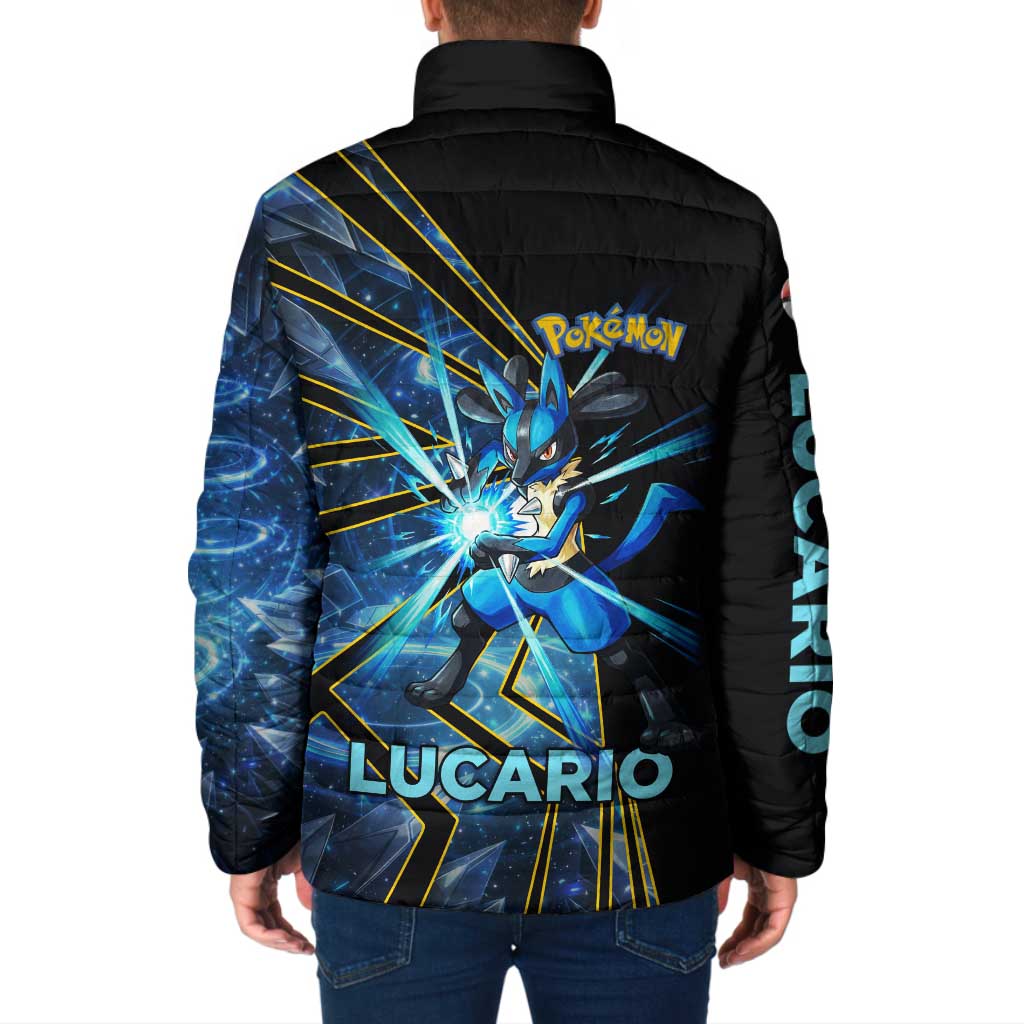 Lucario Poké Padded Jacket Aura Blast Comic Style